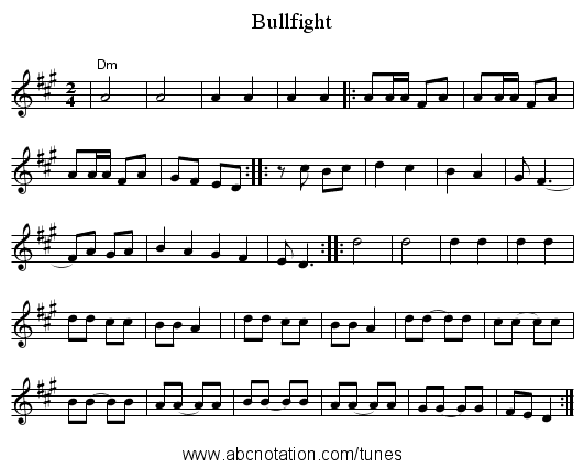 Bullfight - staff notation