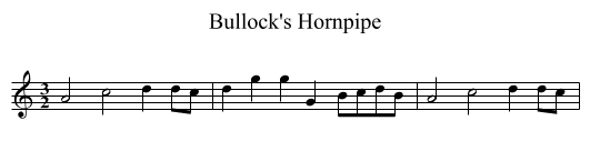 Bullock's Hornpipe - staff notation