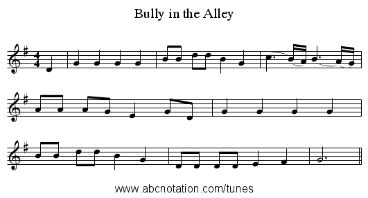 Bully in the Alley - staff notation