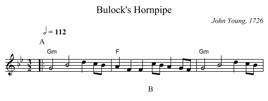 Bulock's Hornpipe - staff notation