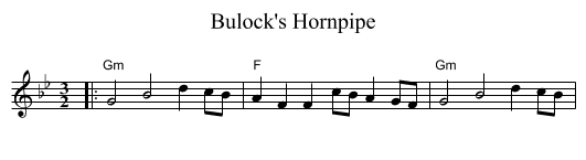 Bulock's Hornpipe - staff notation