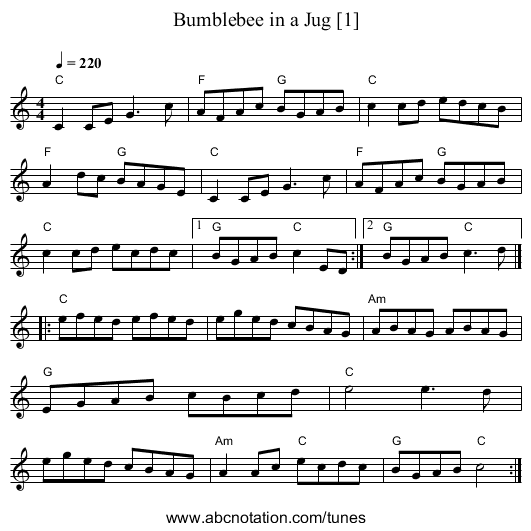 Bumblebee in a Jug [1] - staff notation