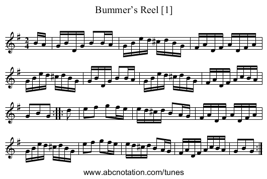 Bummer’s Reel [1] - staff notation