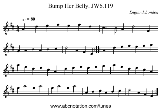 Bump Her Belly. JW6.119 - staff notation