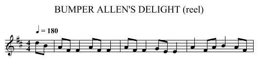 BUMPER ALLEN'S DELIGHT (reel) - staff notation