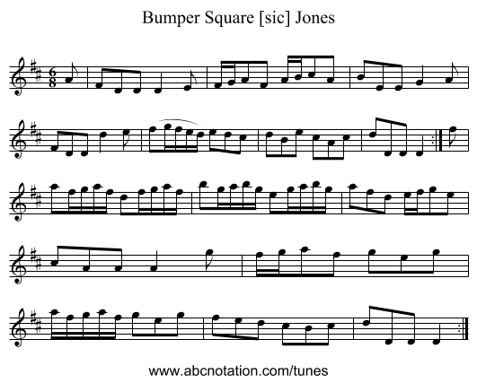 Bumper Square [sic] Jones - staff notation