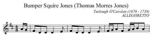 Bumper Squire Jones (Thomas Morres Jones) - staff notation