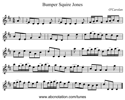 Bumper Squire Jones - staff notation