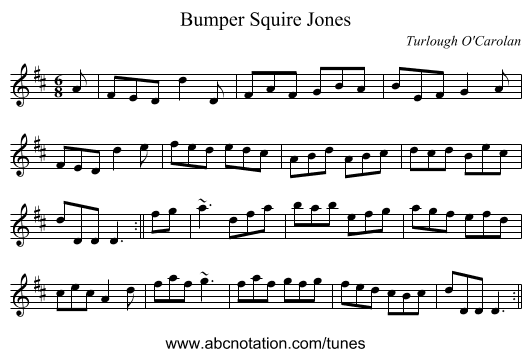 Bumper Squire Jones - staff notation