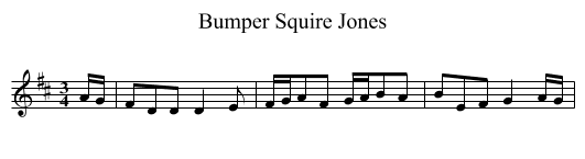 Bumper Squire Jones - staff notation