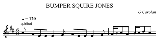BUMPER SQUIRE JONES - staff notation