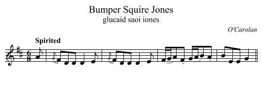 Bumper Squire Jones - staff notation