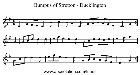 Bumpus of Stretton - Ducklington - staff notation