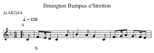 Bumpus o'Stretton, Ilmington - staff notation