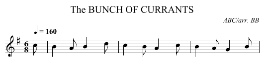 BUNCH OF CURRANTS, The - staff notation