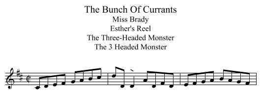 Bunch Of Currants, The - staff notation