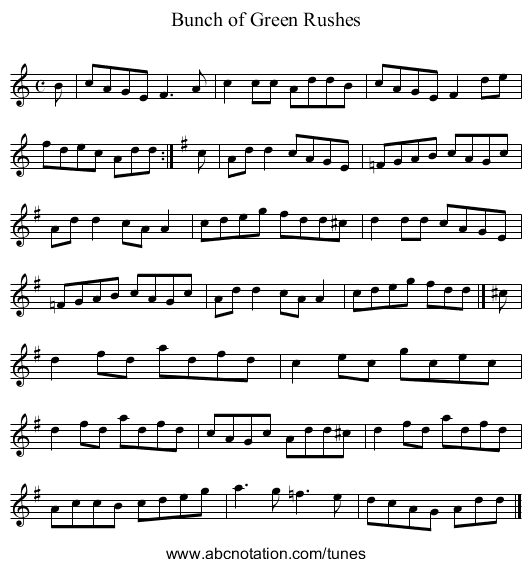 Bunch of Green Rushes - staff notation