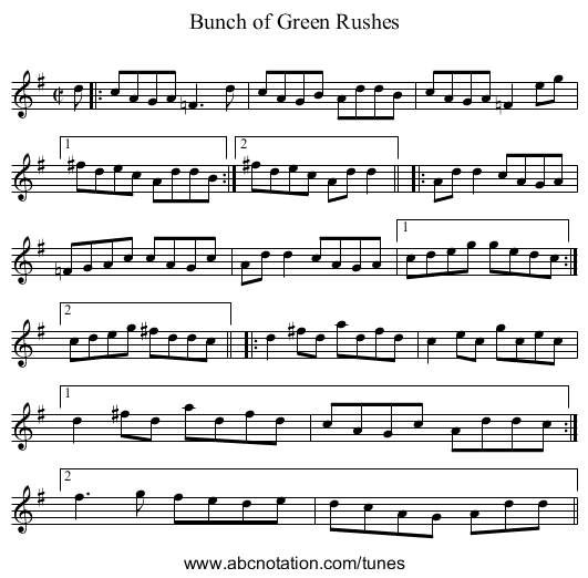 Bunch of Green Rushes - staff notation