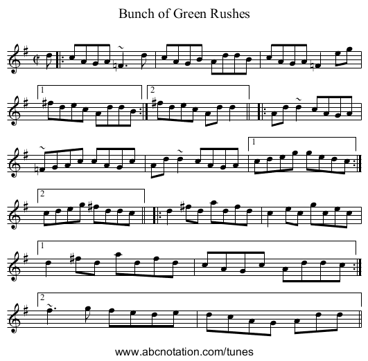 Bunch of Green Rushes - staff notation