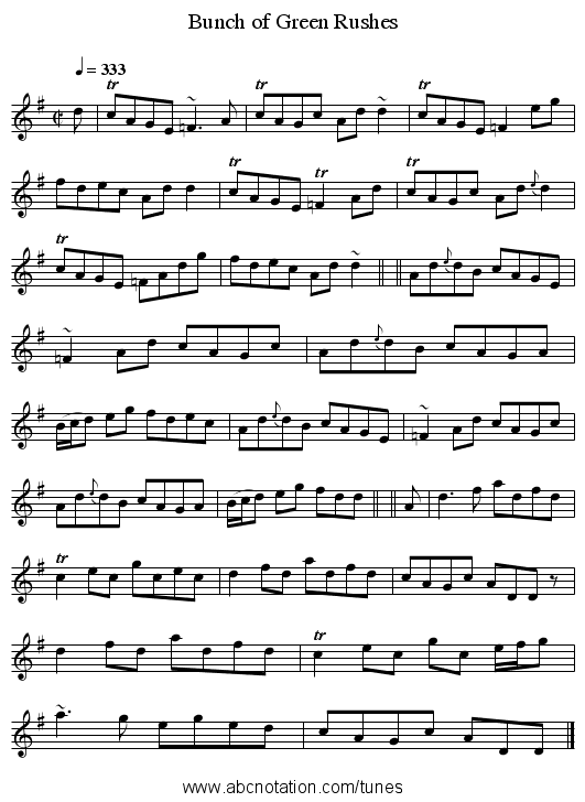 Bunch of Green Rushes - staff notation
