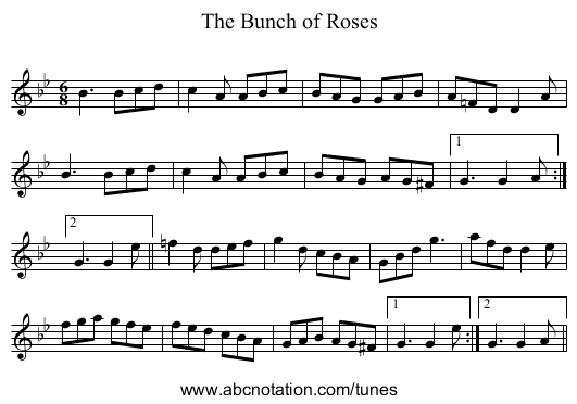 Bunch of Roses, The - staff notation