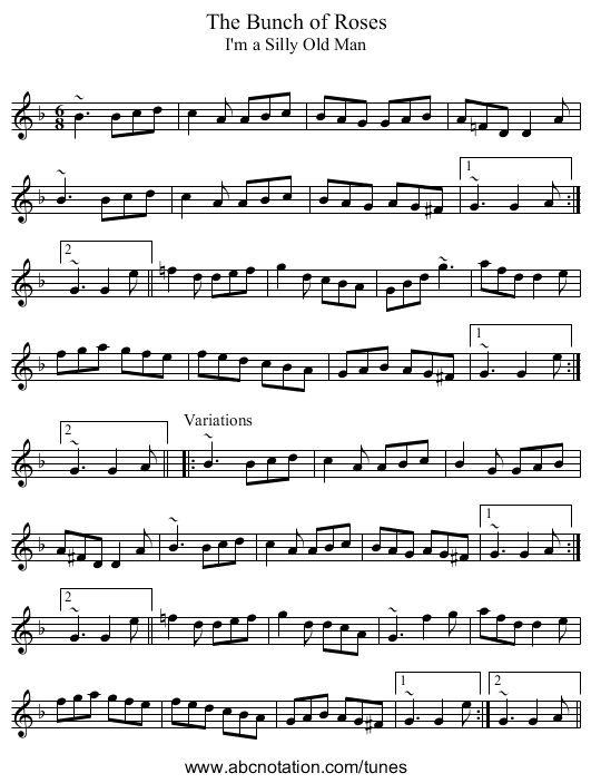 Bunch of Roses, The - staff notation