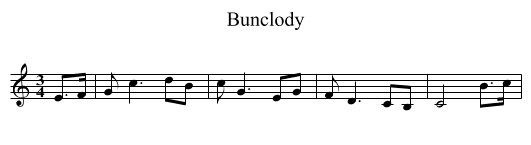 Bunclody - staff notation