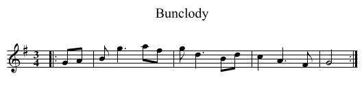 Bunclody - staff notation
