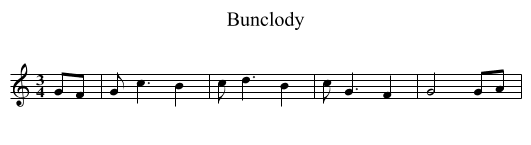 Bunclody - staff notation
