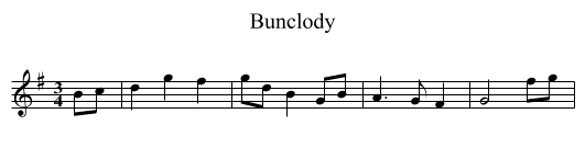Bunclody - staff notation