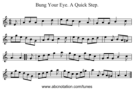 Bung Your Eye. A Quick Step. - staff notation