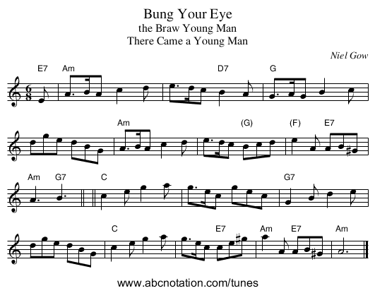 Bung Your Eye - staff notation