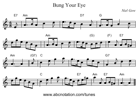 Bung Your Eye - staff notation