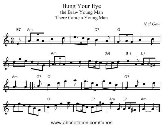 Bung Your Eye - staff notation