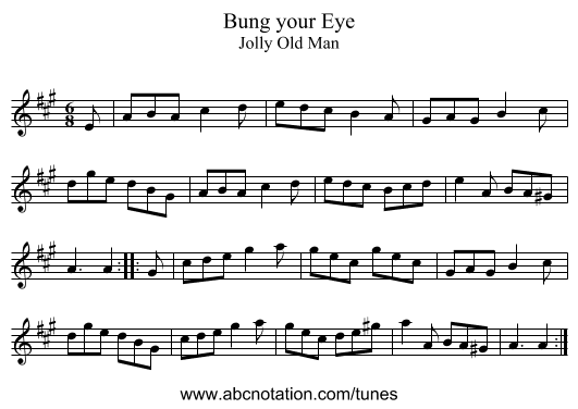 Bung your Eye - staff notation