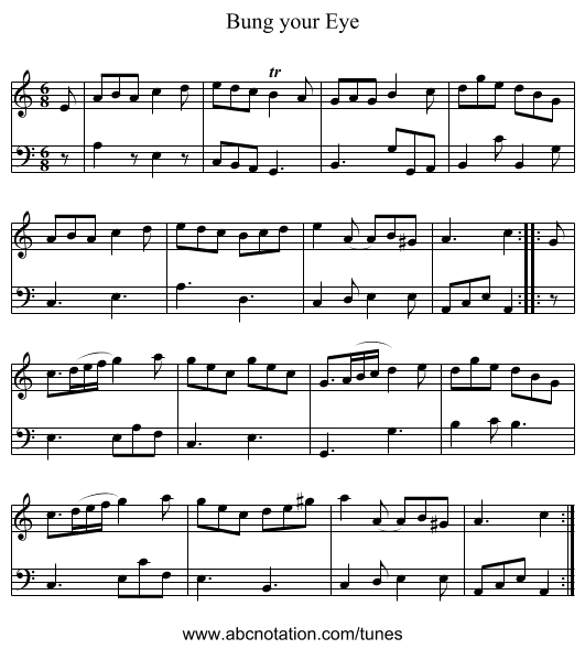 Bung your Eye - staff notation