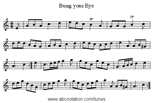 Bung your Eye - staff notation
