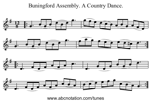 Buningford Assembly. A Country Dance. - staff notation