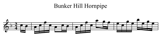 Bunker Hill Hornpipe - staff notation
