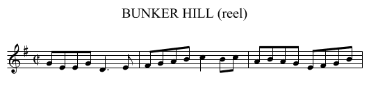 BUNKER HILL (reel) - staff notation