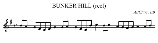 BUNKER HILL (reel) - staff notation