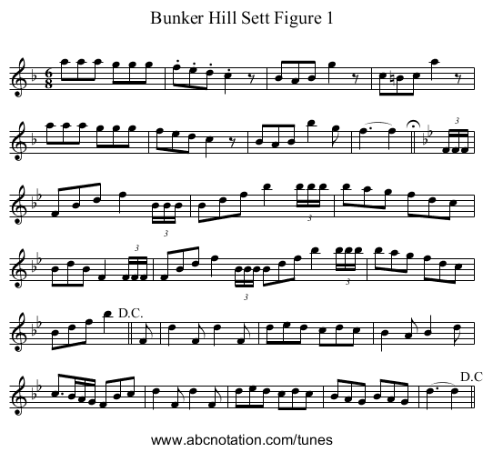 Bunker Hill Sett Figure 1 - staff notation