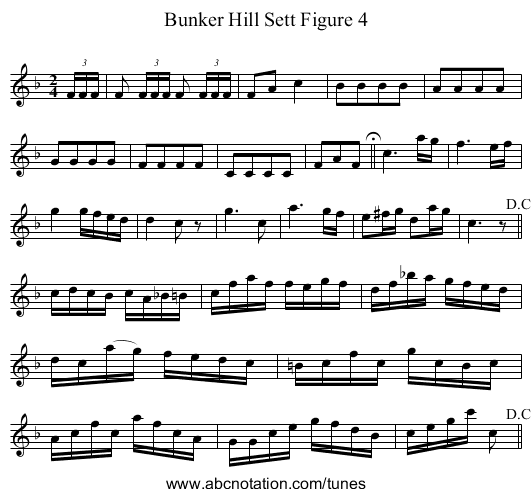 Bunker Hill Sett Figure 4 - staff notation
