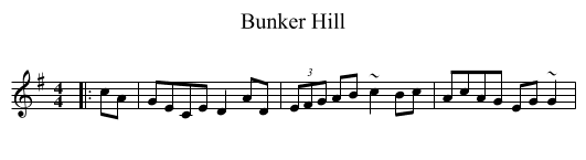 Bunker Hill - staff notation