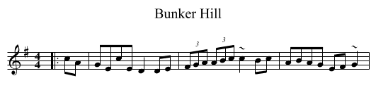 Bunker Hill - staff notation