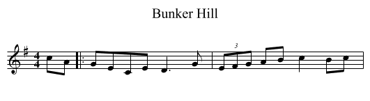 Bunker Hill - staff notation