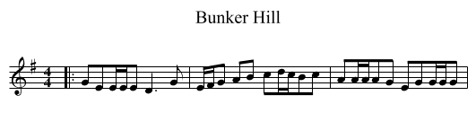 Bunker Hill - staff notation
