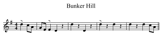 Bunker Hill - staff notation