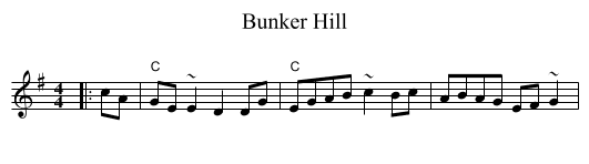 Bunker Hill - staff notation