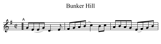 Bunker Hill - staff notation